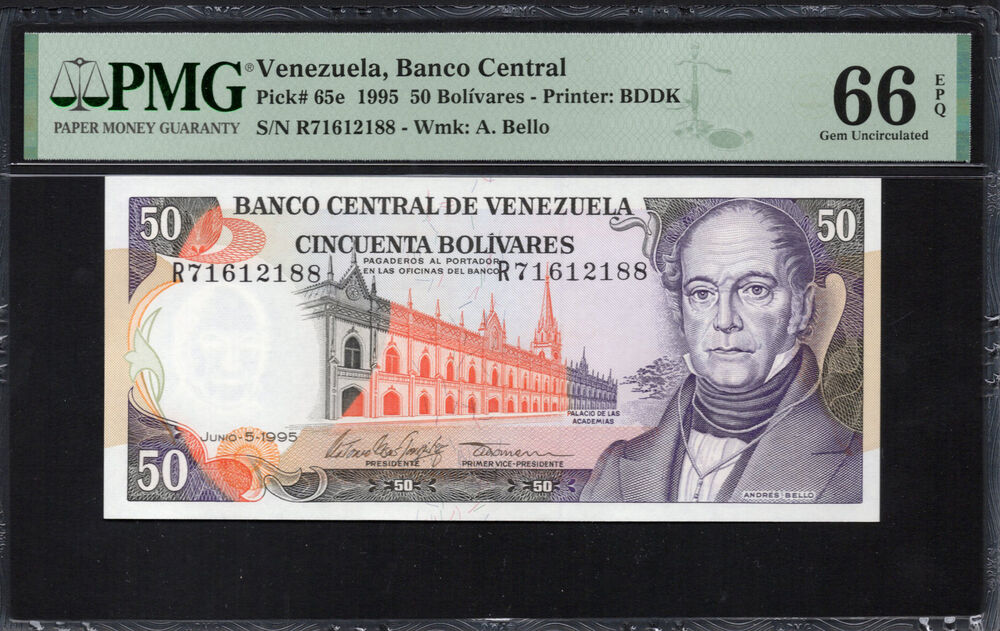 Venezuela - 50 Bolivares 1995 - Pick # 65e - PMG 66 EPQ
