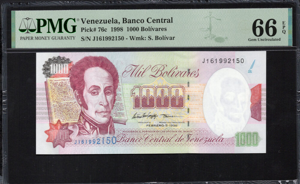 Venezuela - 1000 Bolivares 1998 - Pick # 76c - PMG 66 EPQ