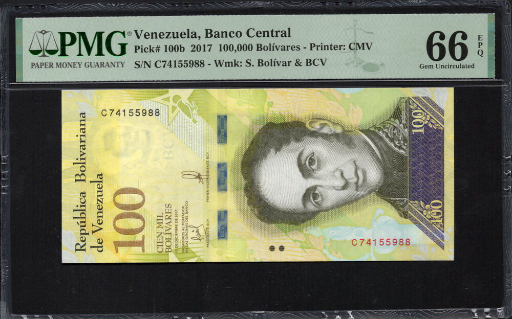 Venezuela - 100.000 Bolivares 2017 - Pick # 100b - PMG 66 EPQ