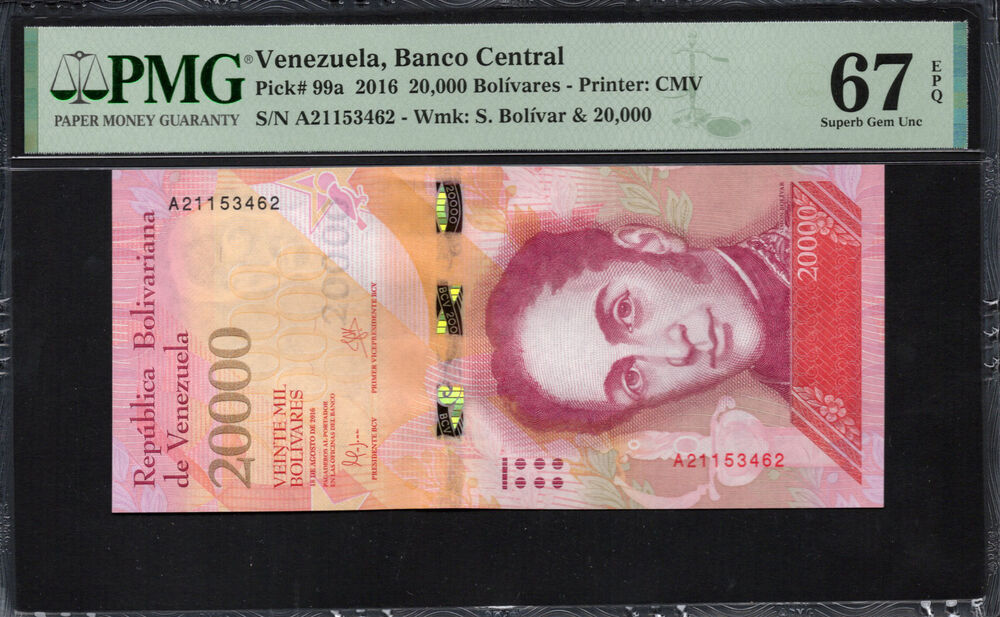 Venezuela - 20.000 Bolivares 2016 - Pick # 99a - PMG 67 EPQ