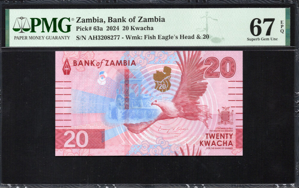 Zambia - 20 Kwacha 2024 - Pick # 63a - PMG 67 EPQ