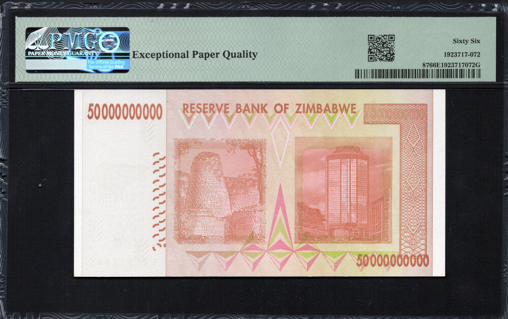 Zimbabwe - 50 Billion Dollars 2008 - Pick # 87 - PMG 66 EPQ