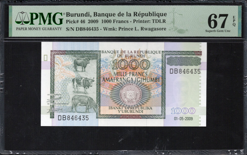 Burundi - 1.000 Francs 2009 - Pick # 46 - PMG 67 EPQ