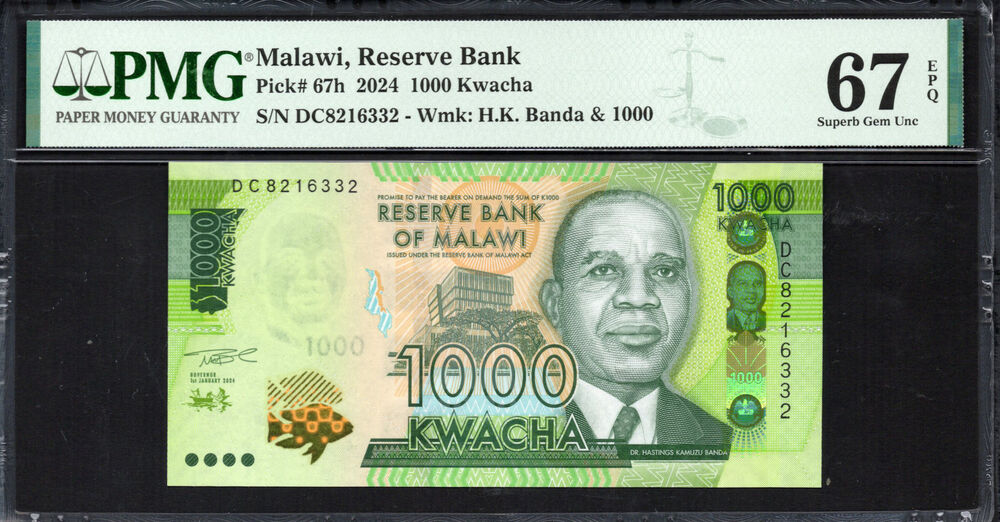 Malawi - 1.000 Kwacha 2024 - Pick # 67h - PMG 67 EPQ