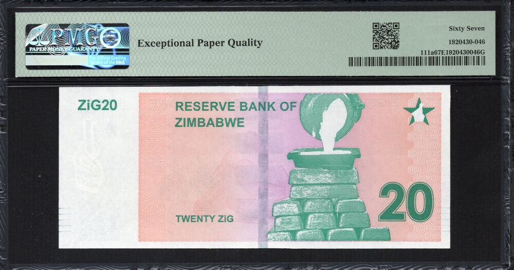Zimbabwe - 20 ZiG 2024 - Pick # 111a - PMG 67 EPQ
