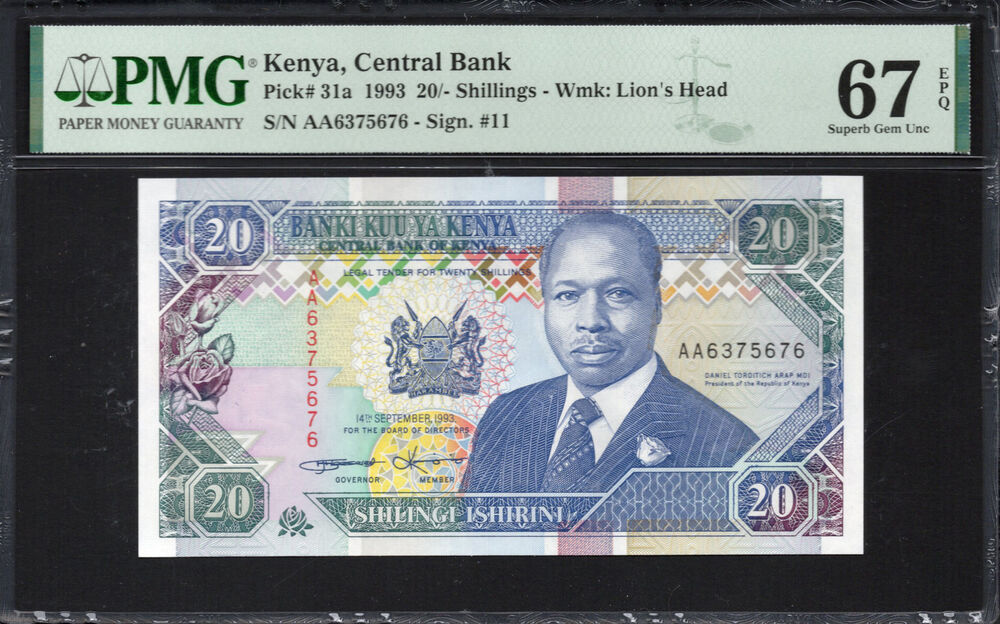 Kenya - 20 Shillings 1993 - Pick # 31a - PMG 67 EPQ
