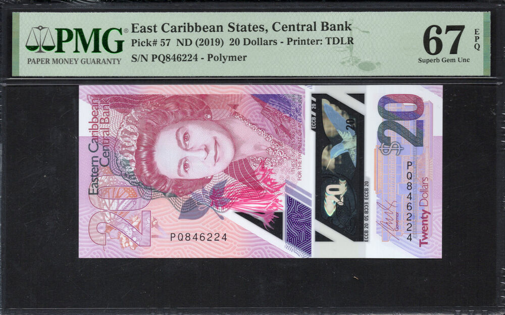 East Caribbean States - 20 Dollars 2019 - Pick # 57 - PMG 67 EPQ