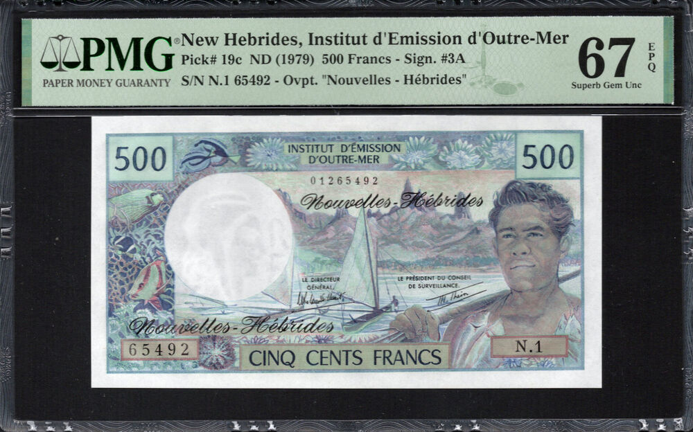 New Hebrides - 500 Francs 1979 - Pick # 19c - PMG 67 EPQ