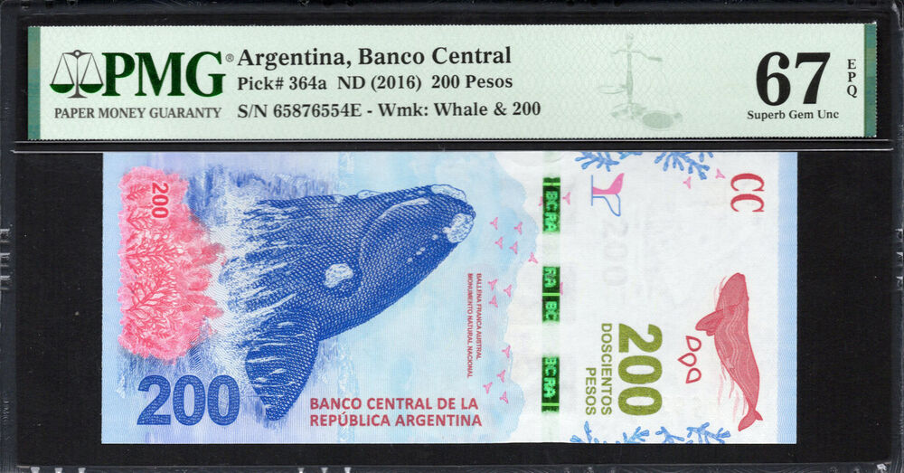 Argentina - 200 Pesos 2016 - Pick # 364a - PMG 67 EPQ