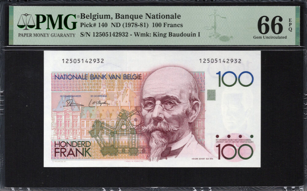 Belgium - 100 Francs 1978 - Pick # 140 - PMG 66 EPQ
