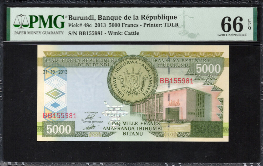 Burundi - 5.000 Francs 2013 - Pick # 48c - PMG 66 EPQ