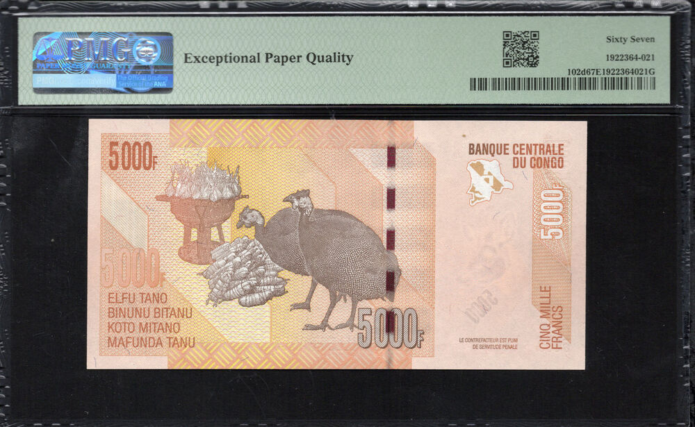 Congo Democratic Republic - 5.000 Francs 2022 - Pick # 102d - PMG 67 EPQ