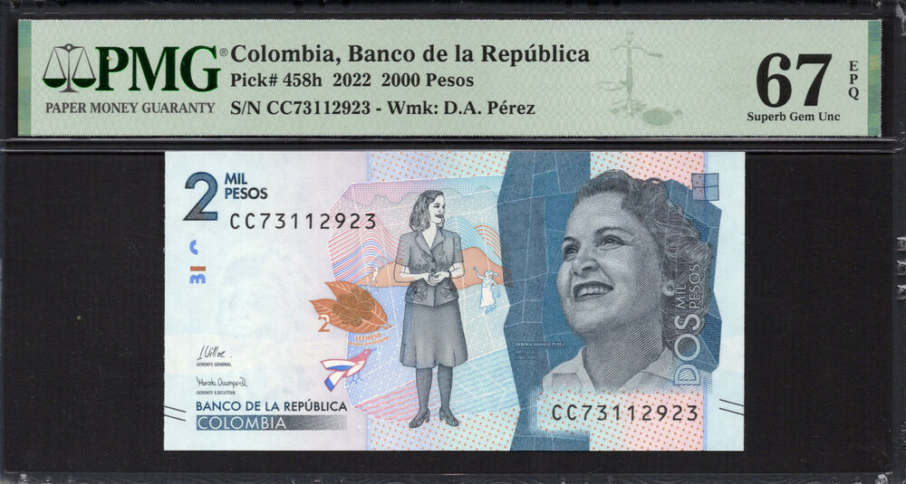 Colombia - 2.000 Pesos 2022 - Pick # 458h - PMG 67 EPQ