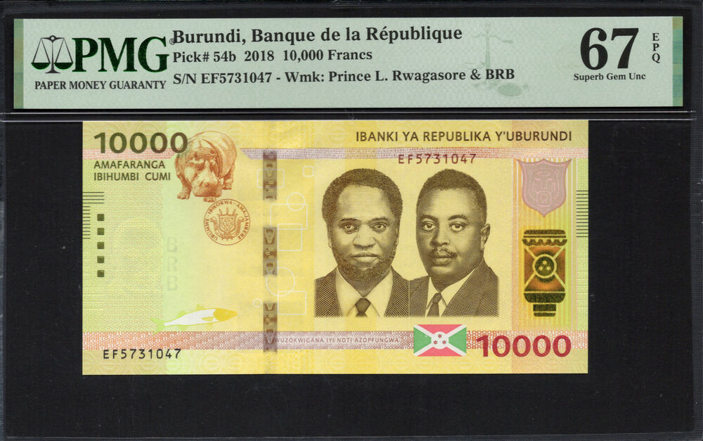 Burundi - 10.000 Francs 2018 - Pick # 54b - PMG 67 EPQ