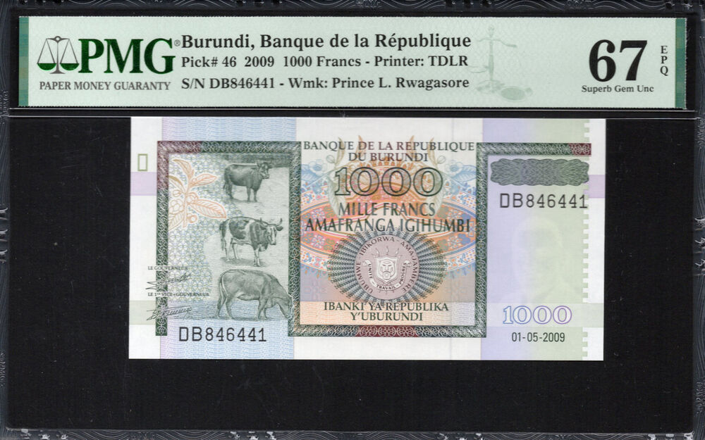 Burundi - 1.000 Francs 2009 - Pick # 46 - PMG 67 EPQ