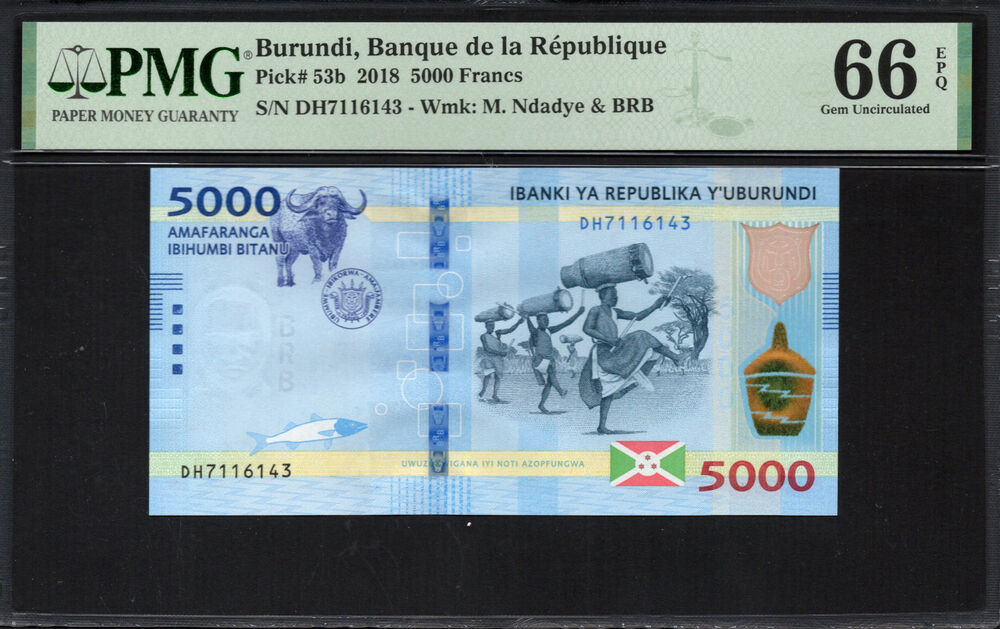 Burundi - 5.000 Francs 2018 - Pick # 53b - PMG 66 EPQ