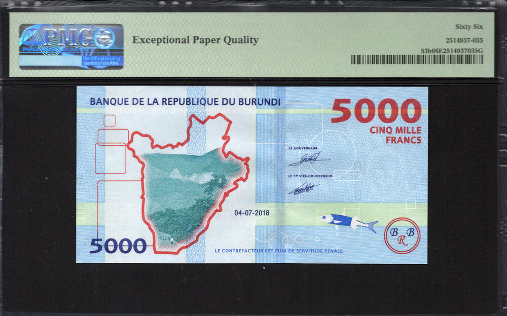 Burundi - 5.000 Francs 2018 - Pick # 53b - PMG 66 EPQ