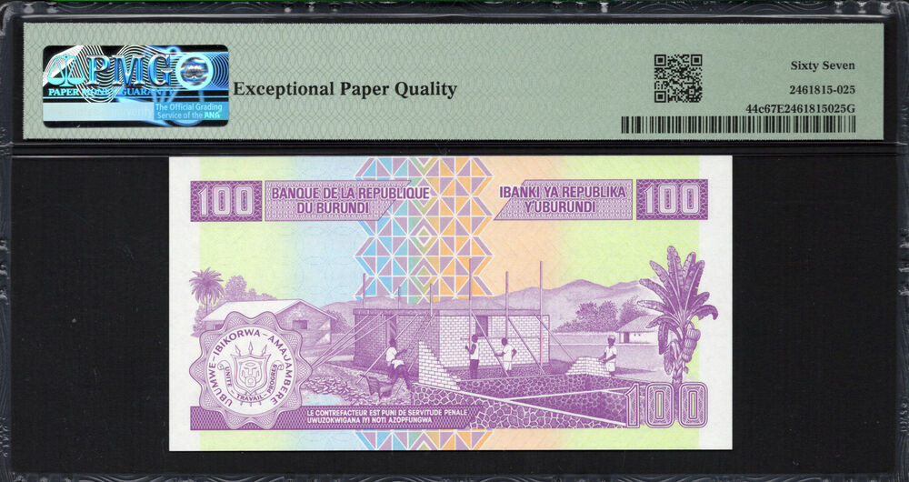 Burundi - 100 Francs 2024 - Pick # 44c - PMG 67 EPQ