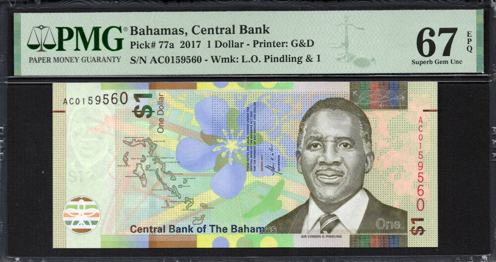 Bahamas - 1 Dollar 2017 - Pick # 77a - PMG 67 EPQ