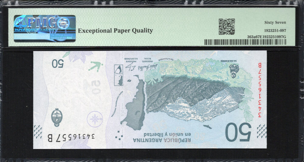 Argentina - 50 Pesos 2018 - Pick # 363a - PMG 67 EPQ