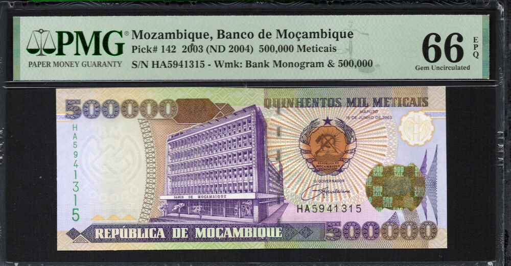 Mozambique - 500.000 Meticais 2003 - Pick # 142 - PMG 66 EPQ