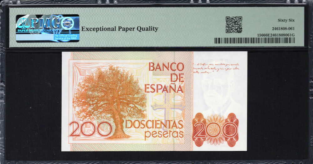 Spain - 200 Pesetas 1980 - Pick # 156 - PMG 66 EPQ