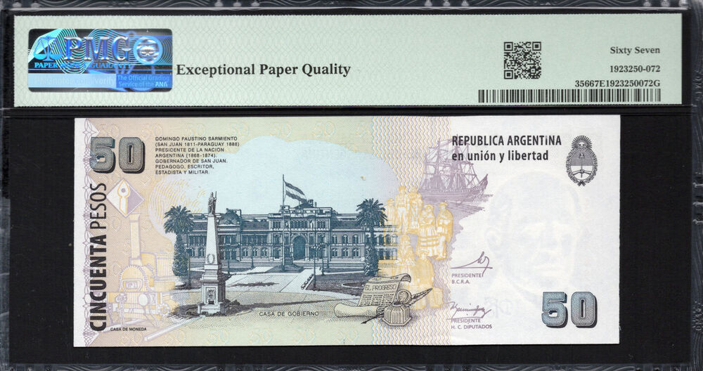 Argentina - 50 Pesos 2003 - Pick # 356 - PMG 67 EPQ