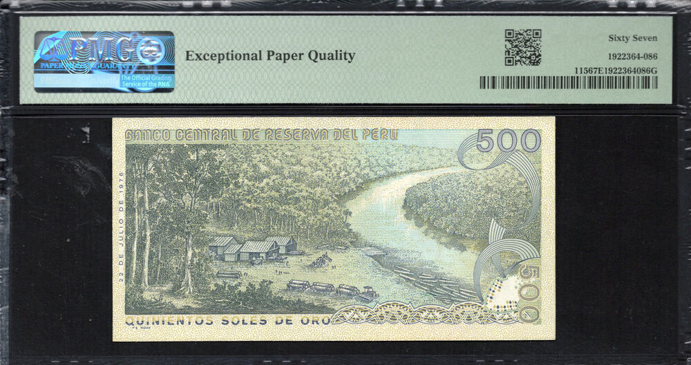 Peru - 500 Soles de Oro 1976 - Pick # 115 - PMG 67 EPQ