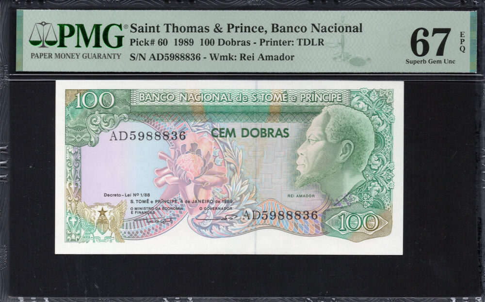 Sao Tome and Principe - 100 Dobras 1989 - Pick # 60 - PMG 67 EPQ