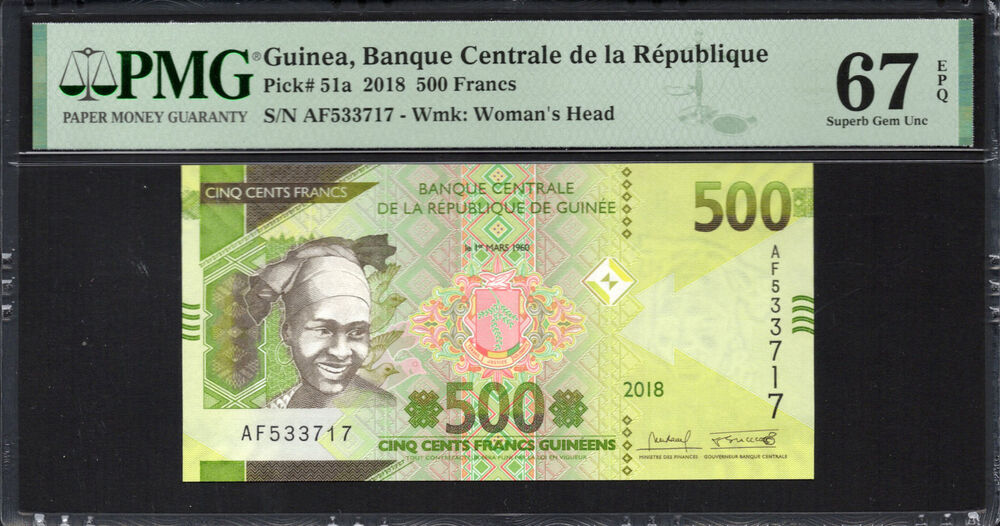 Guinea - 500 Francs 2018 - Pick # 51a - PMG 67 EPQ