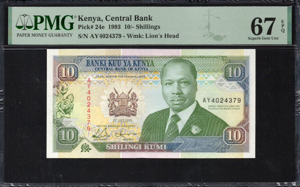 Kenya - 10 Shillings 1993 - Pick # 24e - PMG 67 EPQ