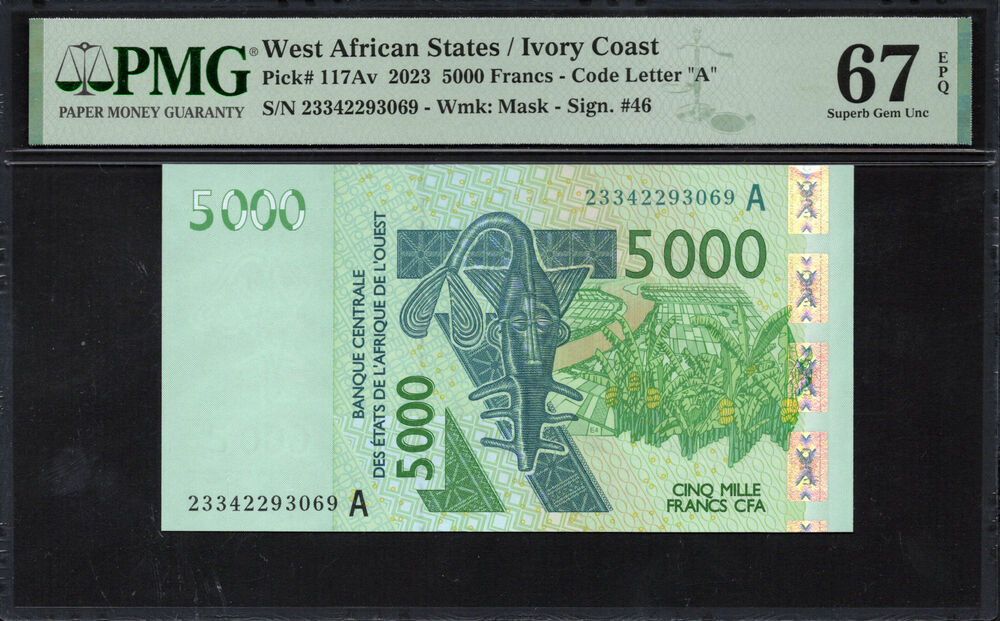 Ivory Coast - 5.000 Francs 2023 - Pick # 117Av - PMG 67 EPQ