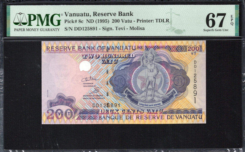 Vanuatu - 200 Vatu 1995 - Pick # 8c - PMG 67 EPQ