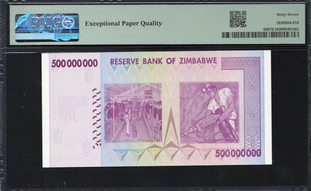 Zimbabwe - 500.000.000 Dollars 2008 - Pick # 82 - PMG 67 EPQ
