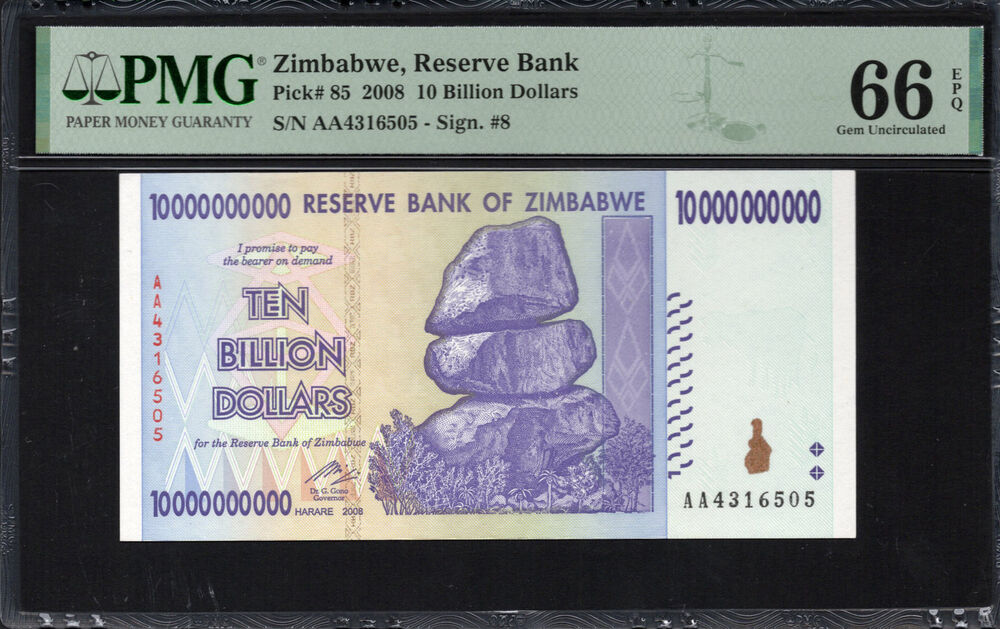 Zimbabwe - 10.000.000.000 Dollars 2008 - Pick # 85 - PMG 66 EPQ