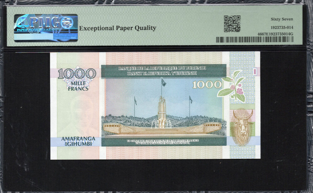Burundi - 1.000 Francs 2009 - Pick # 46 - PMG 67 EPQ