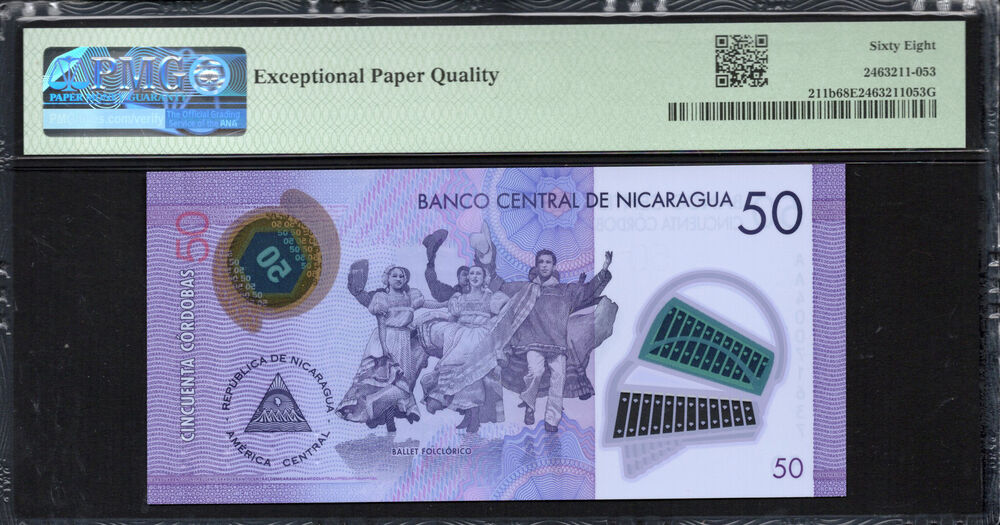 Nicaragua - 50 Córdobas 2021 - Pick # 211b - PMG 68 EPQ