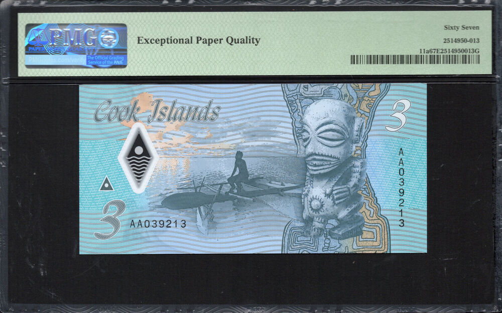 Cook Islands - 3 Dollars 2021 - Pick # 11a - PMG 67 EPQ