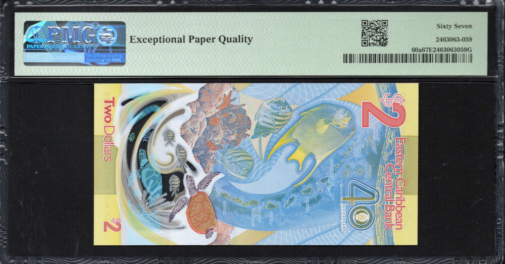 East Caribbean States - 2 Dollars 2023 - Pick # 60a - PMG 67 EPQ