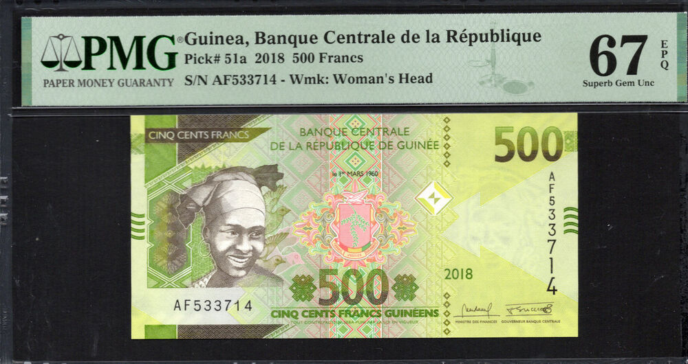 Guinea - 500 Francs 2018 - Pick # 51a - PMG 67 EPQ