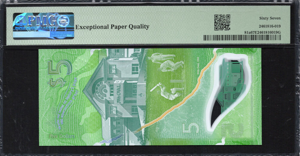 Barbados - 5 Dollars 2022 - Pick # 81a - PMG 67 EPQ