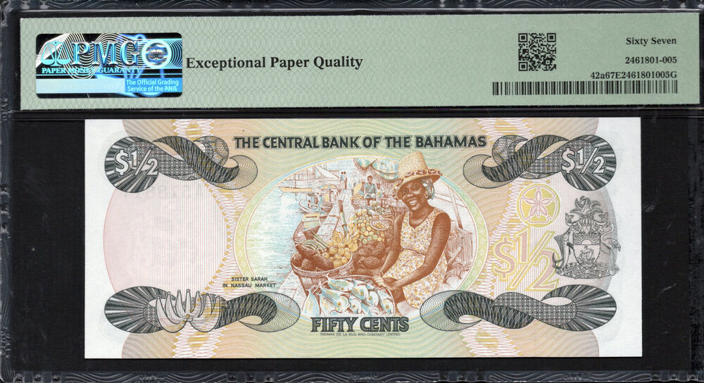 Bahamas - Half Dollar 1974 - Pick # 42a - PMG 67 EPQ
