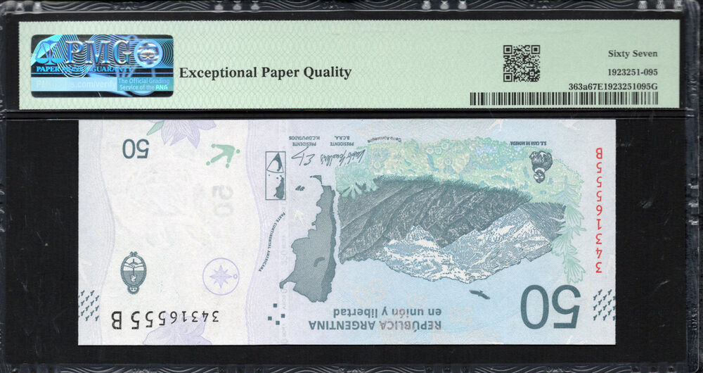 Argentina - 50 Pesos 2018 - Pick # 363a - PMG 67 EPQ