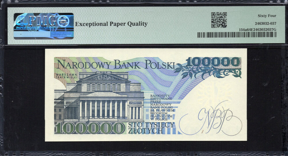 Poland - 100.000 Zlotych 1990 - Pick # 154a - PMG 64 EPQ