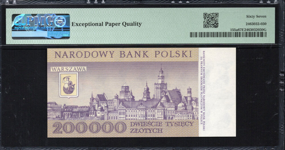 Poland - 200.000 Zlotych 1989 - Pick # 155a - PMG 67 EPQ