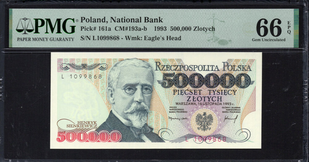 Poland - 500.000 Zlotych 1993 - Pick # 161a - PMG 66 EPQ