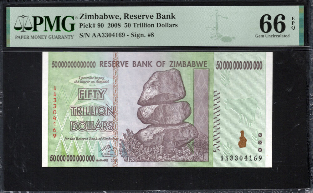 Zimbabwe - 50.000.000.000.000 Dollars 2008 - Pick # 90 - PMG 66 EPQ