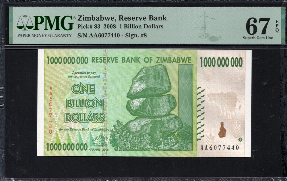 Zimbabwe - 1.000.000.000 Dollars 2008 - Pick # 83 - PMG 67 EPQ