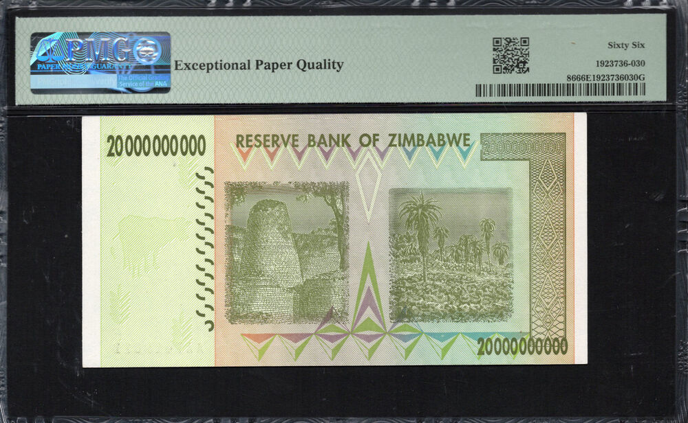 Zimbabwe - 20.000.000.000 Dollars 2008 - Pick # 86 - PMG 66 EPQ