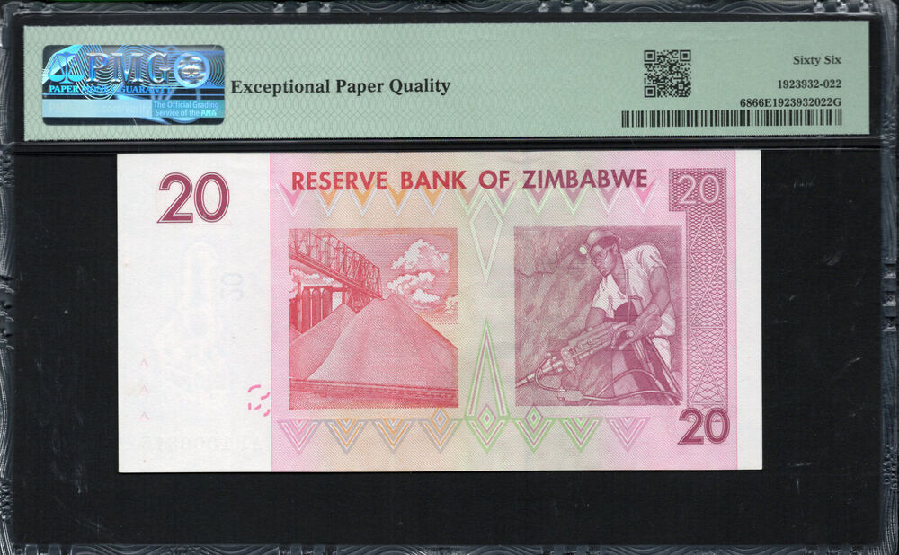 Zimbabwe - 20 Dollars 2007 - Pick # 68 - PMG 66 EPQ